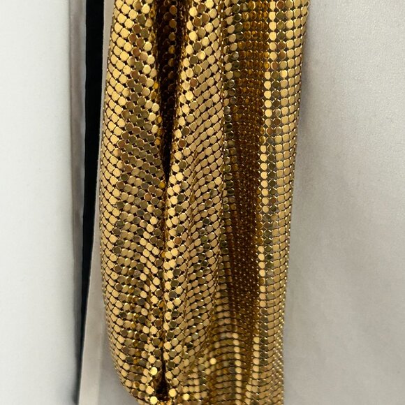 Vintage Signed Whiting & Davis Gold Tone Mesh Bib Necklace - Picture 7 of 7